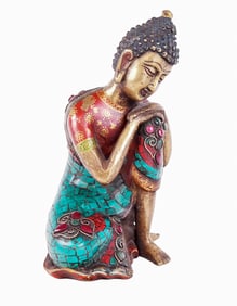 Tibetan Bronze Decorated Seated Woman