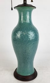 Chinese Blue Green Glazed Vase Mounted as a Lamp