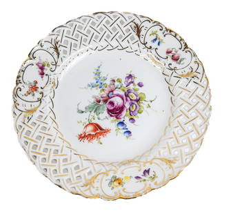 Saxony Porcelain Reticulated Dessert Plates, 10