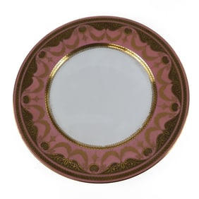 Hutchenreuther Pink and Gilt Decorated Plates, 12