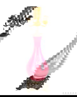 Victorian Pink Glass Lamp