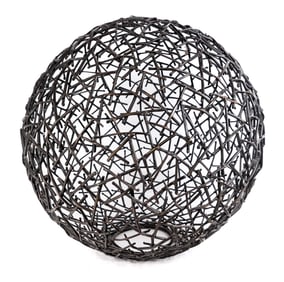 Patinated Metal Sphere Sculpture