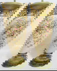 Pair Of Antique German Porcelain Vases As Lamps