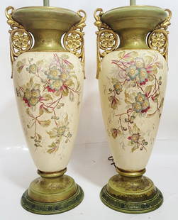 Pair Of Antique German Porcelain Vases As Lamps