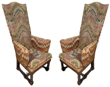 Pair Of Antique French Jacobean Armchairs