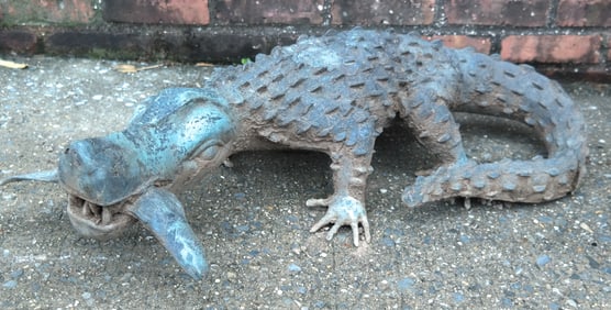 Bronze Alligator Garden Sculpture