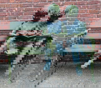 Jim DAVIDSON: Life Size Bronze of Children on Bench