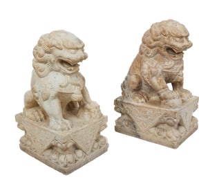 Pair of Marble Foo Lions
