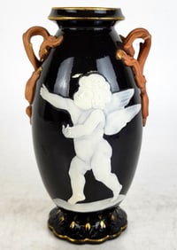English Porcelain Vase with Cherub