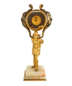 Figural Gilt Metal Clock on Stand
