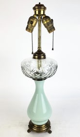 Colored Glass Vase Mounted as Lamp
