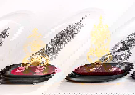 Two Brass Skeleton Clocks in Glass Cases