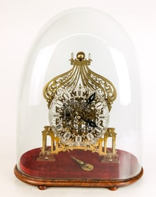 Pavillion Form Skeleton Clock in Case