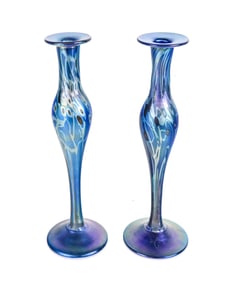 Pair Signed Glass Vases