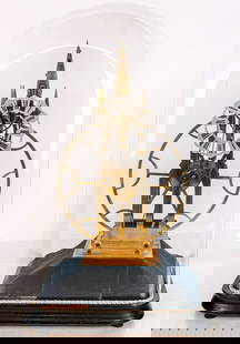 Tower Form Skeleton Clock in Case