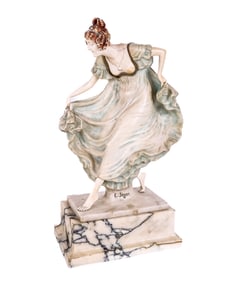 Ernst SEGER Painted Marble Sculpture of a Lady
