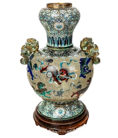 Chinese Cloisonne Temple Urn