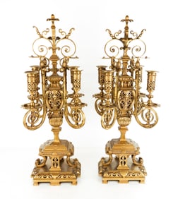 Pair Bronze Dore Candelabra