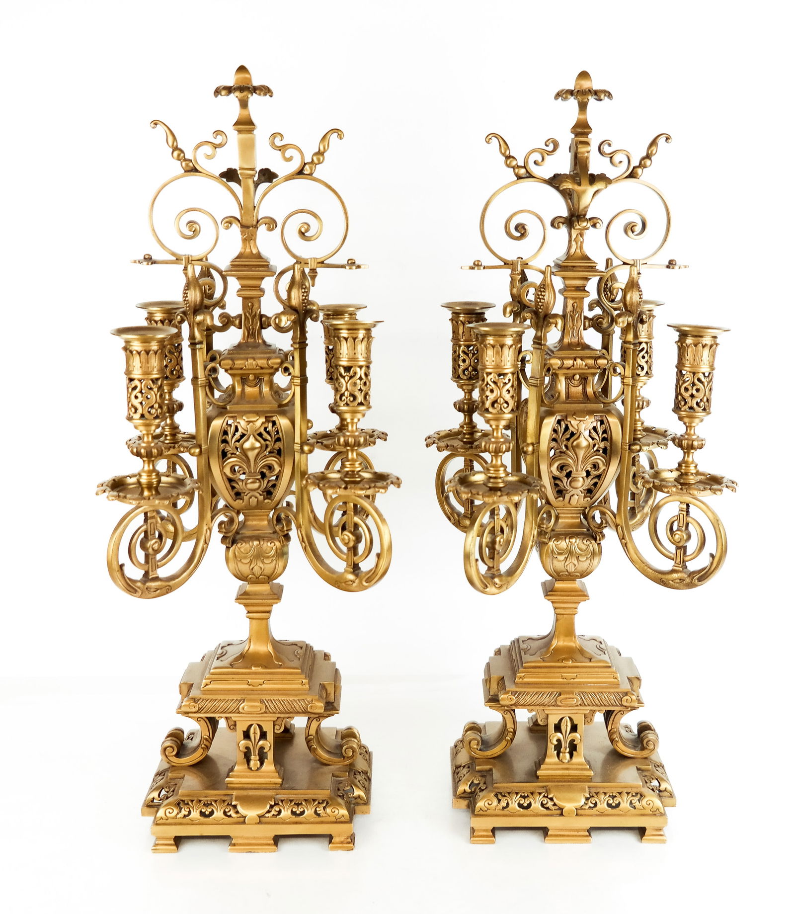 Pair Bronze Dore Candelabra (1 of 9)