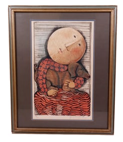 Graciela R. BOULANGER: Young Person & Dog - Litho