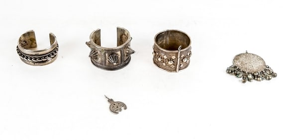 North African Silver Bangle Bracelets and Pendants