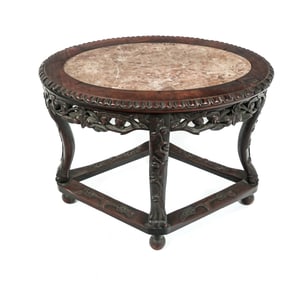 Chinese Oval Marble Inset Tabouret