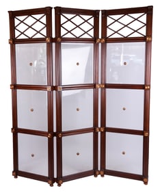 Monumental Mahogany and Glass Room Divider