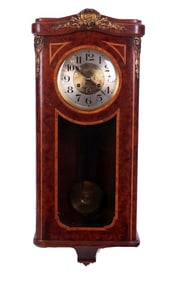 French Burl Wood Wall Clock