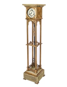 French Bronze and Green Onyx Pedestal Clock