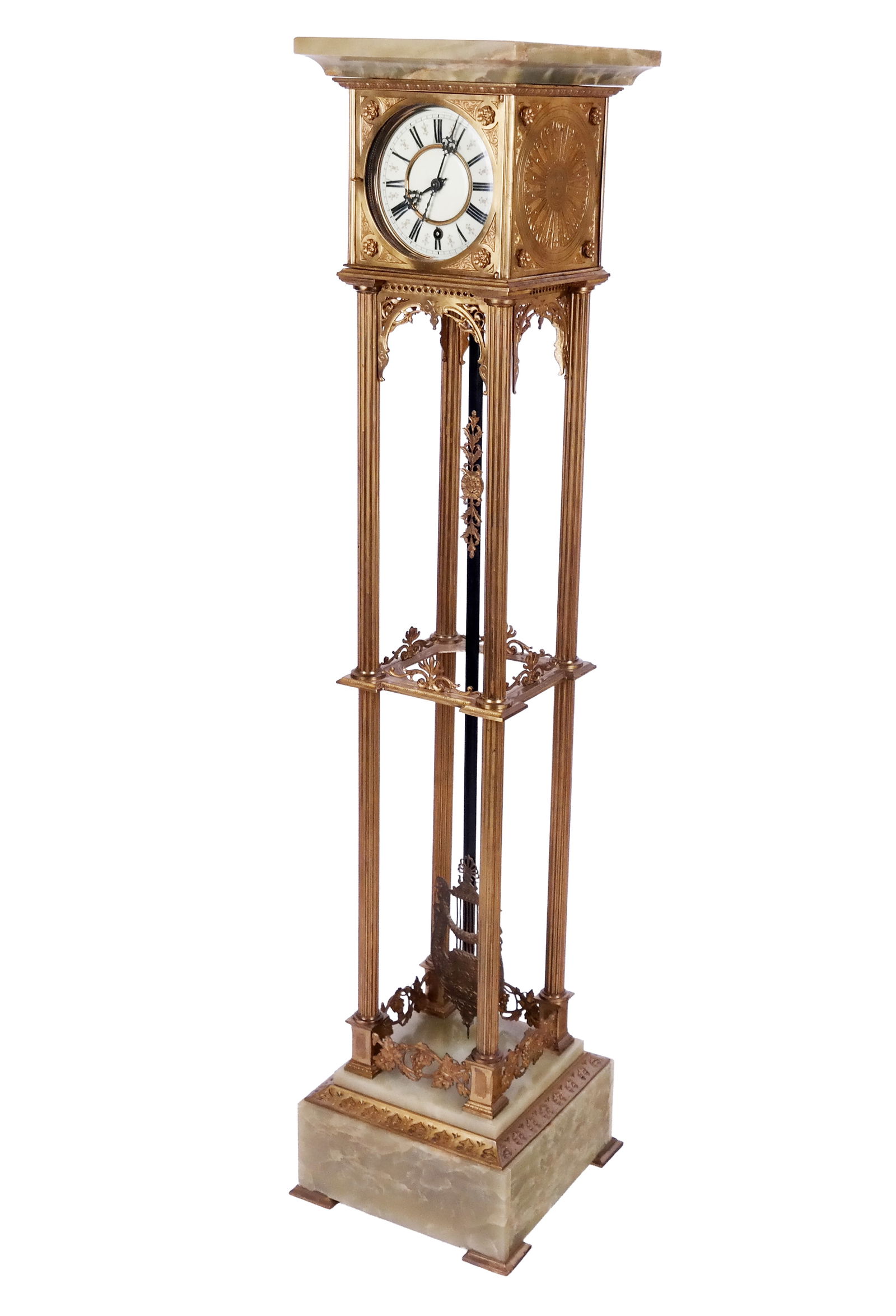 French Bronze and Green Onyx Pedestal Clock (1 of 20)