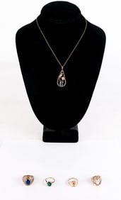 Group of 9 and 10K Gold Jewelry, 5