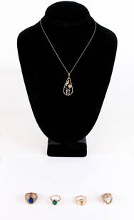 Group of 9 and 10K Gold Jewelry, 5