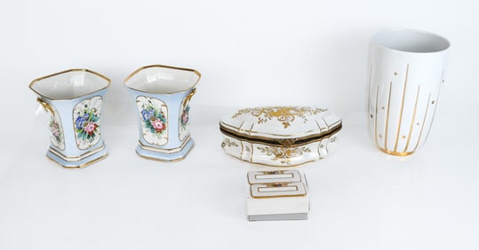 Five Porcelain Decorated Objects