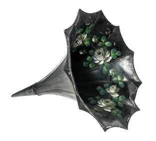 Vintage Floral Decorated Gramophone Horn