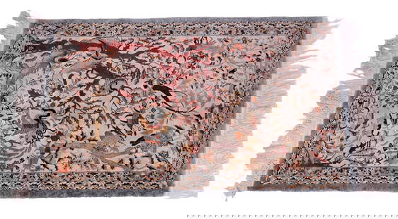 Chinese Pictorial Silk Rug