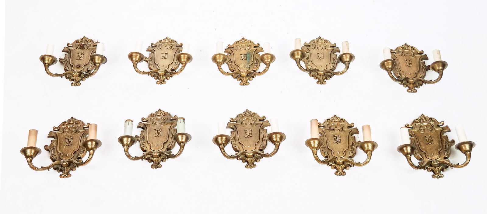 Set of 10 Louis XVI Gilt Metal Two Light Sconces (1 of 8)