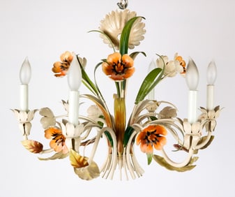 Tole-Painted Foliate Chandelier