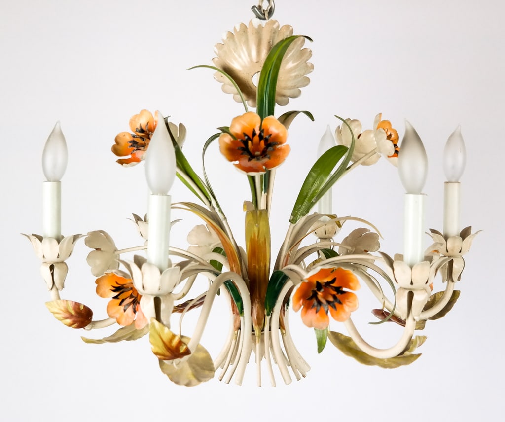 Tole-Painted Foliate Chandelier (1 of 11)