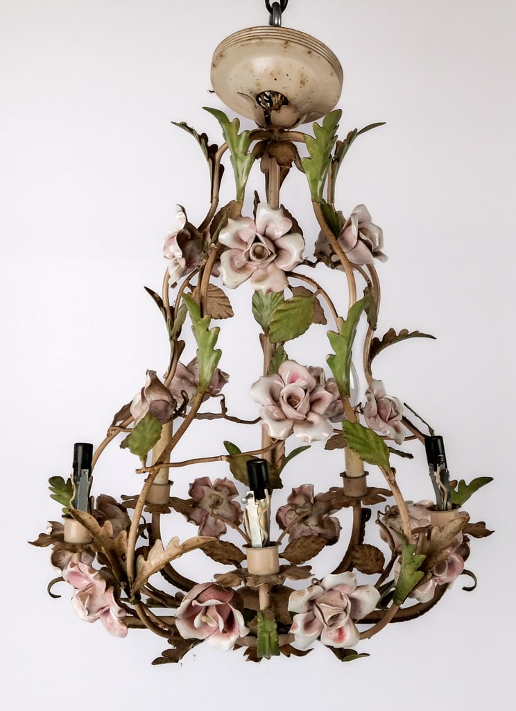 Porcelain and Tole-Painted Chandelier (1 of 11)
