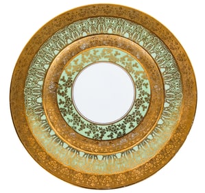 12 Limoges Gilt & Celadon Decorated Service Plates