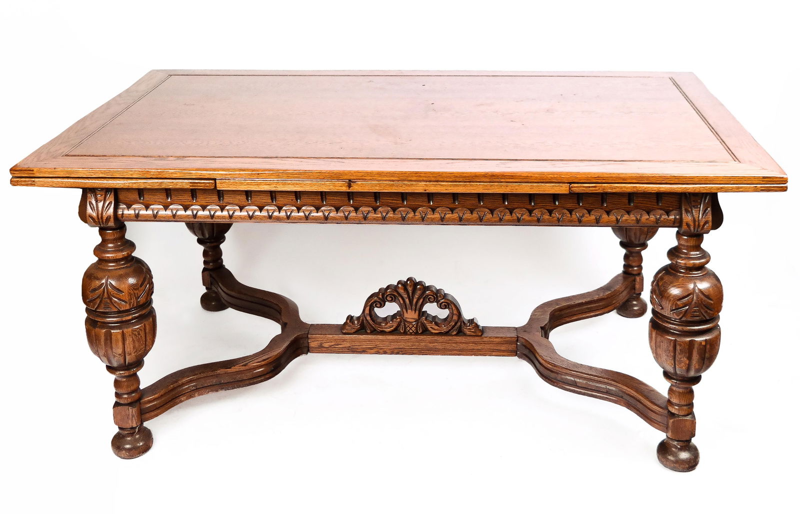 Victorian Carved Oak Extendable Library Table (1 of 11)