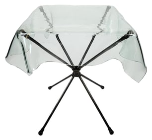 Contemporary Table Cloth Form Glass Top Side Table