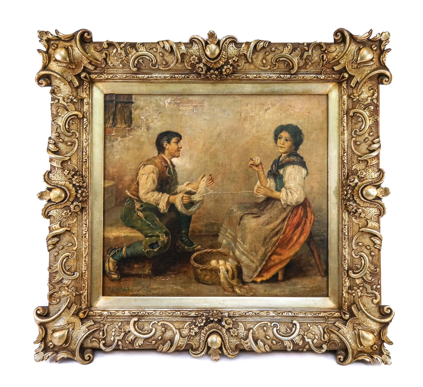 Italian School: Woman & Man - Oil Painting (1 of 11)