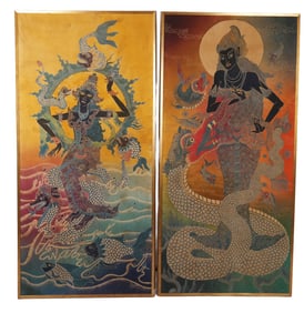 Complimentary Pair Signed Balinese Batiks