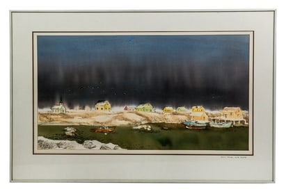 Ken NISHI: Beach Scene - Watercolor Painting