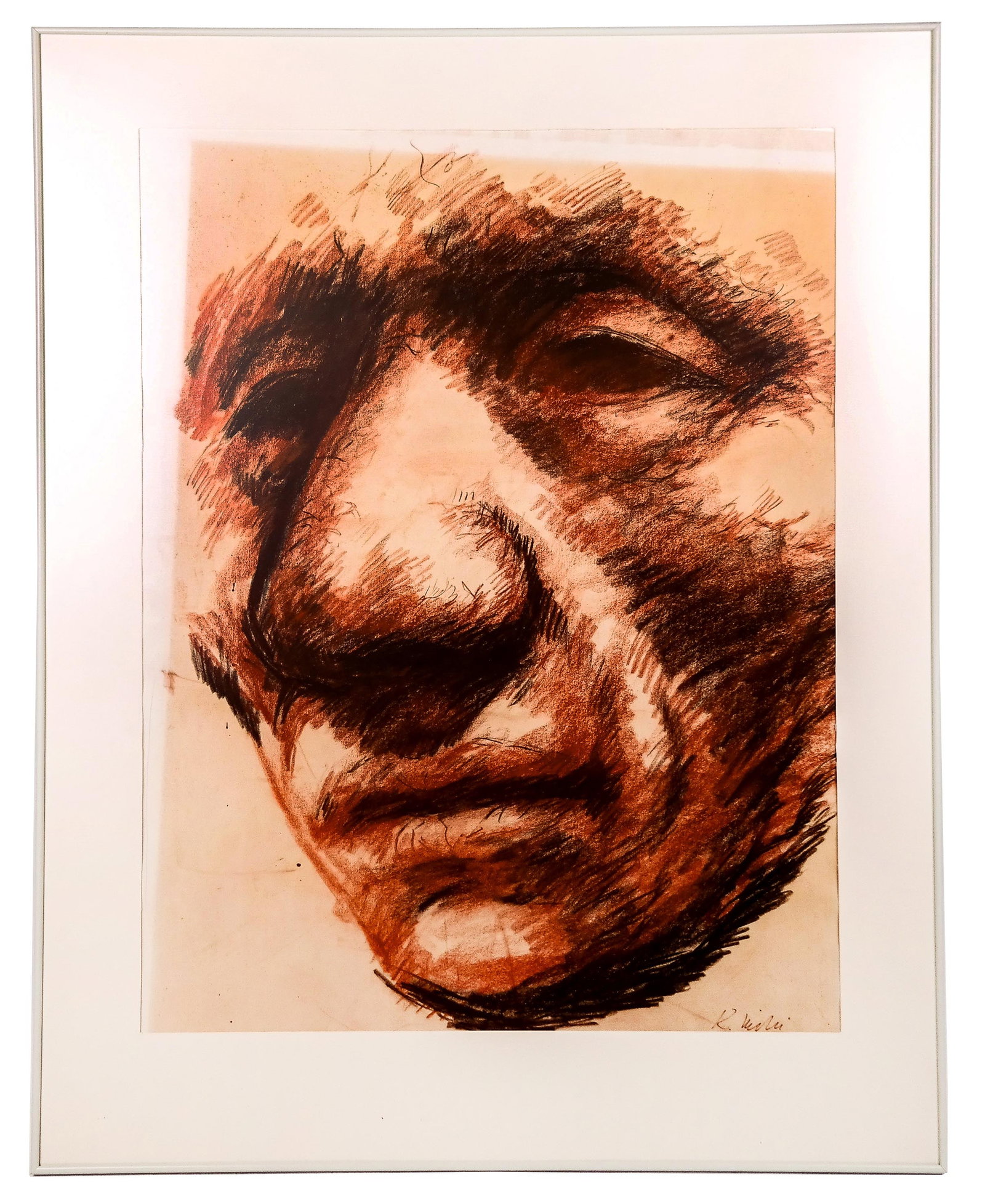 Ken NISHI: Man's Face - Large Print: Ken Nishi (American/Canadian, 1916-2001) large print of a man's face. [Overall: 52" H x 40" W]. From the Estate of Ronald Blatt, owner of Blatt Billiards New York City.