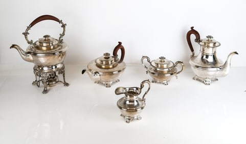 English Silver Plate Tea & Coffee Set, 5