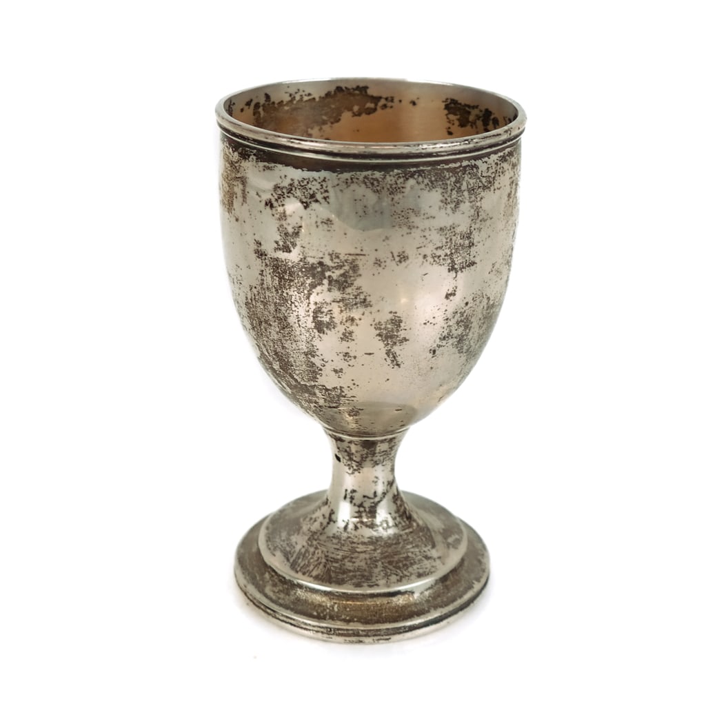 American Silver Chalice: American silver chalice by Eoff & Shepherd retailed by Ball, Black & Company, marks to interior base. [5 ozt., 5.5" H x 3.25" Diameter]. Overall condition is good, very tarnished. Estate of Jacqueline
