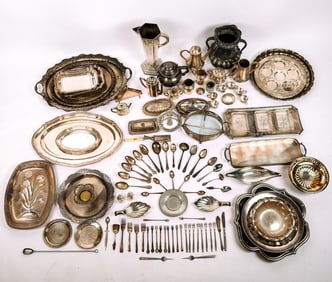 Miscellaneous Group of Silver Plate and Metal, 35+