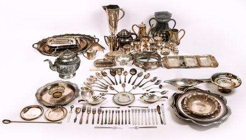 Miscellaneous Group of Silver Plate and Metal, 35+